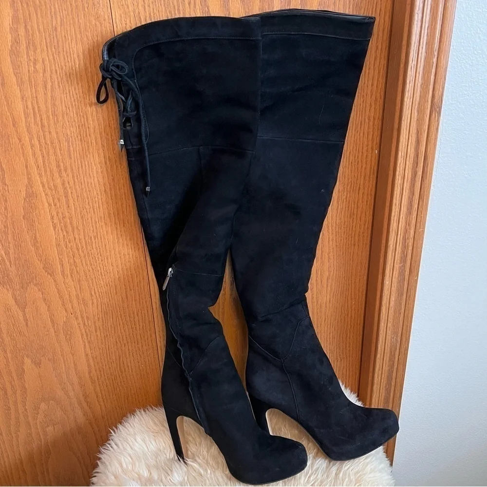 Sam Edelman Kayla Black Suede Over The Knee Boots Sz-8.5